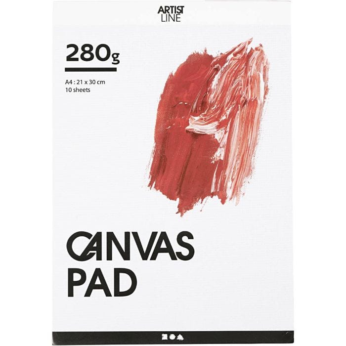 Canvas blok, A4, vel 210x297 mm, 280 gr, wit, 10 vel/ 1 stuk