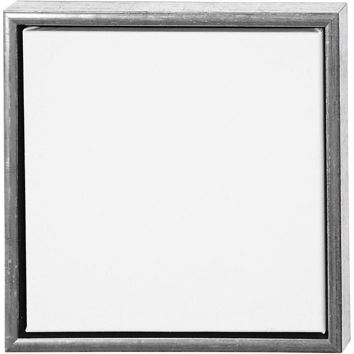 Canvas met lijst, afm 30x30 cm, 360 gr, antiek zilver, wit, 1 stuk