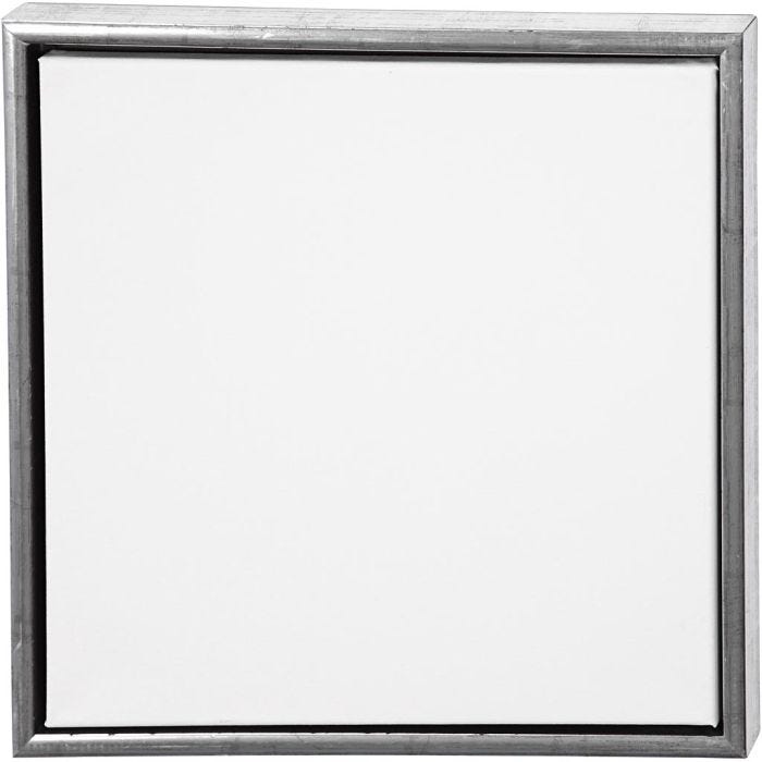Canvas met lijst, afm 40x40 cm, 360 gr, antiek zilver, wit, 1 stuk