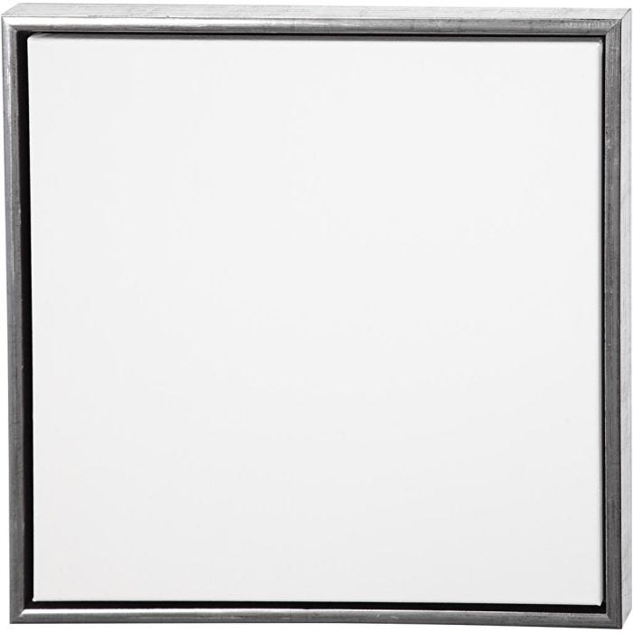 Canvas met lijst, afm 50x50 cm, 360 gr, antiek zilver, wit, 1 stuk