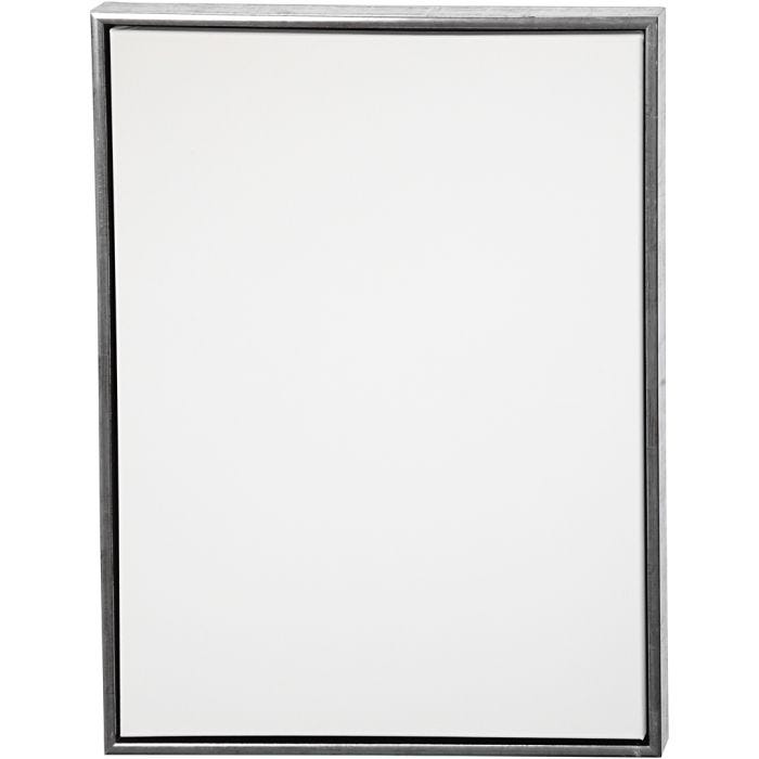 Canvas met lijst, afm 60x80 cm, 360 gr, antiek zilver, wit, 1 stuk