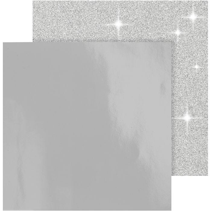 Design papier, vel 30,5x30,5 cm, 120+128 gr, zilver, 2vel/ 1 doos