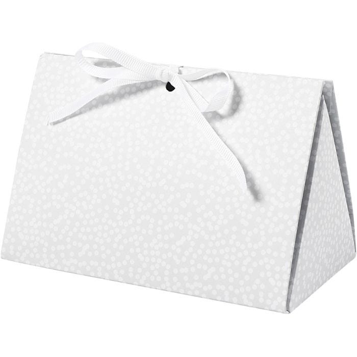 Cadeaudoos, stippen, afm 15x7x8 cm, 250 gr, grijs, 3stuk/ 1 doos