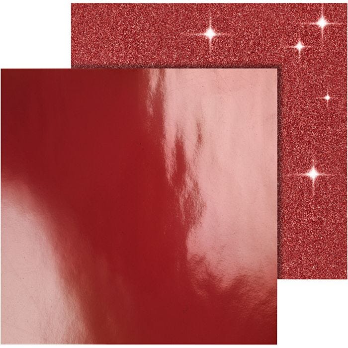 Design papier, vel 30,5x30,5 cm, 120+128 gr, rood, 2 vel/ 1 doos