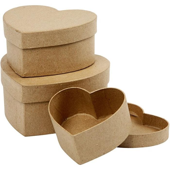 Harten dozen, H: 5+6,5+7,5 cm, B: 10+12,5+15 cm, 3stuk/ 1 set