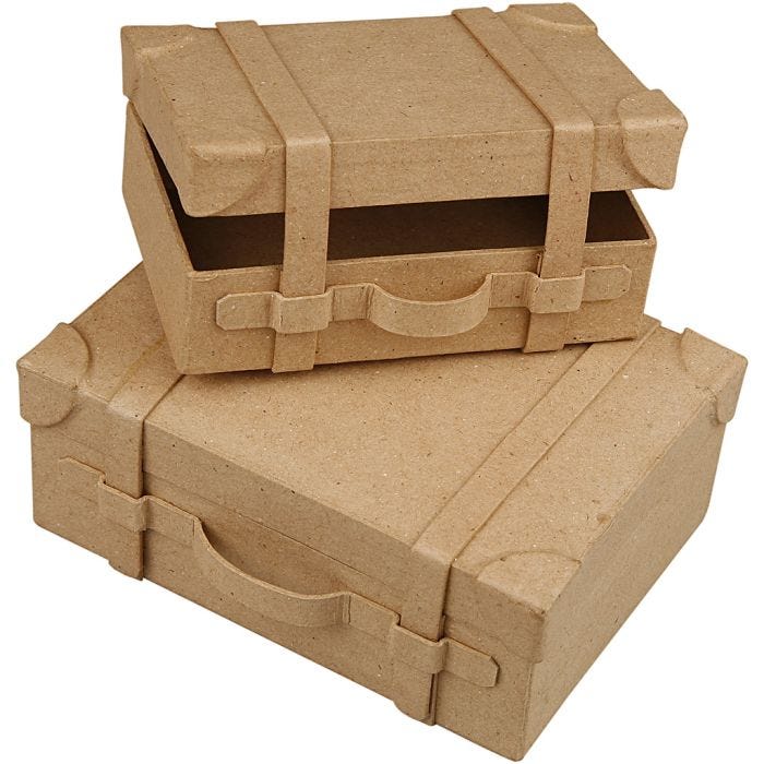 Koffers, H: 4,5+5 cm, L: 7.5+10 cm, B: 11+14 cm, 2 stuk/ 1 set