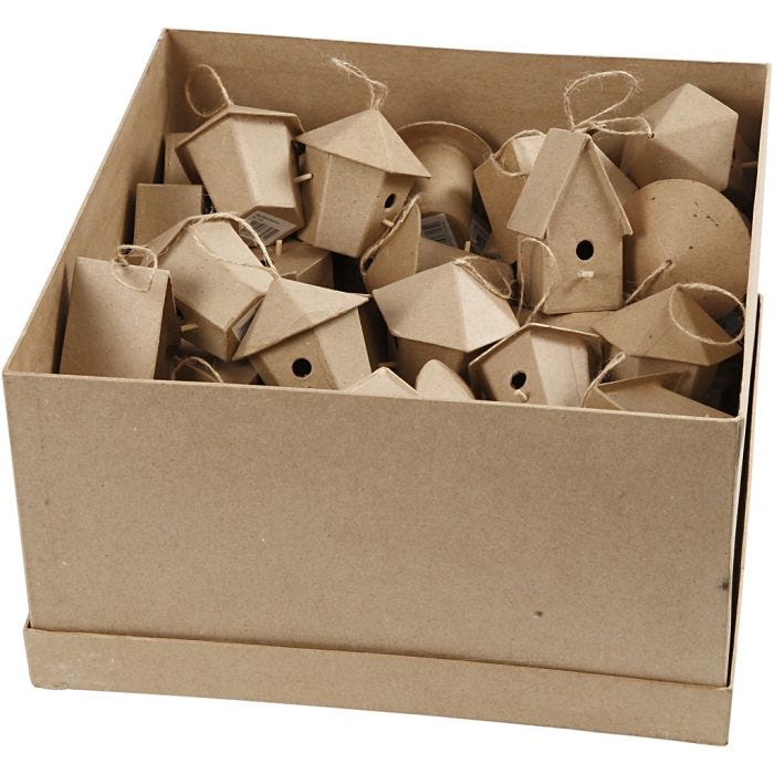 Mini Vogelhuisjes, H: 7 cm, 6x10 stuk/ 1 doos