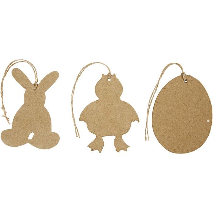 Paas decoraties, konijn, kip en ei, H: 10 cm, 6stuk/ 1 doos