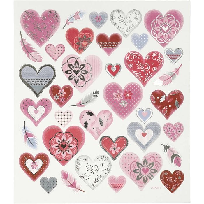 Stickers, harten, vel 15x16,5 cm, 1 vel
