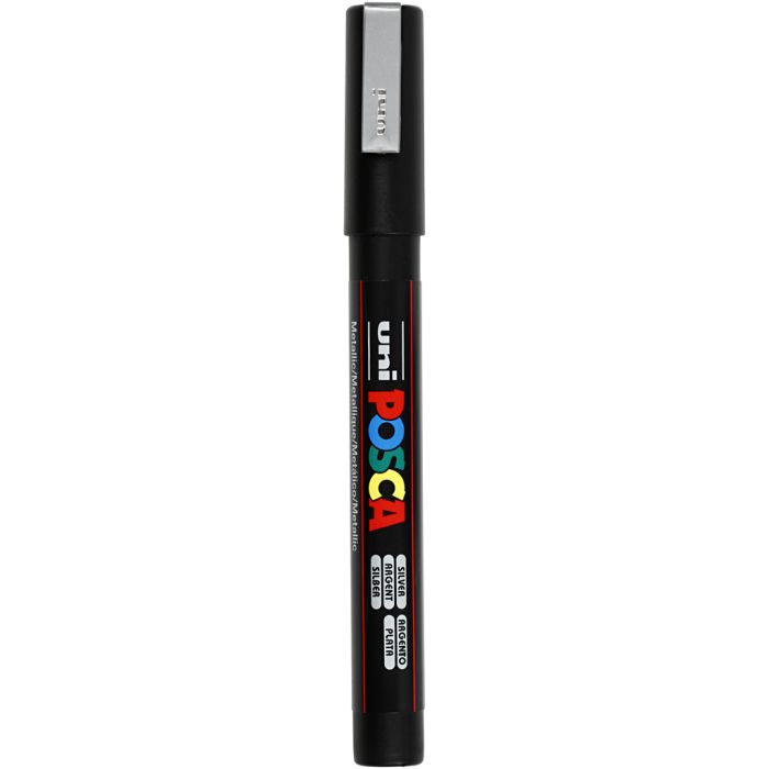 Posca Marker, PC-3M, lijndikte 0,9-1,3 mm, fijn, zilver, 1 stuk