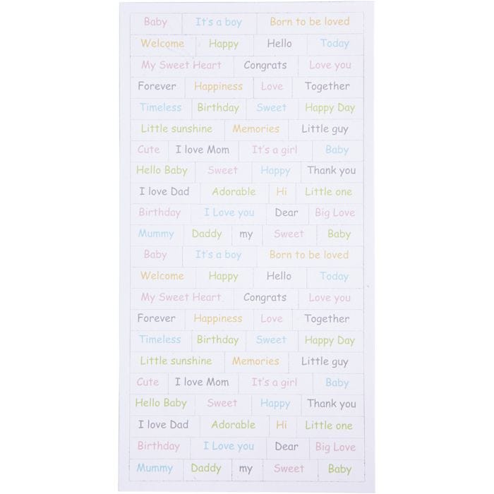 Stickers, baby, vel 12x23 cm, 2x84stuk/ 1 doos