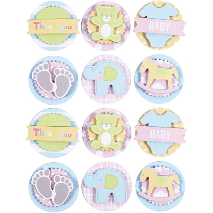 3D Baby Stickers, baby, d 35 mm, dikte 5 mm, 1 vel