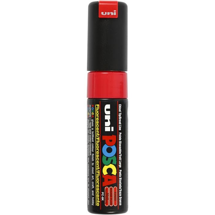 Posca Marker, PC-8K, lijndikte 8 mm, breed, fluo red, 1 stuk