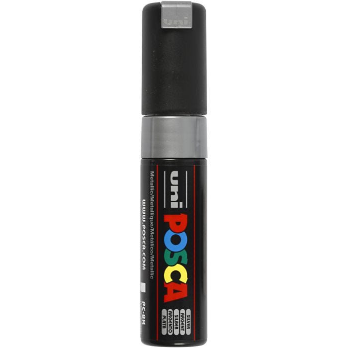 Posca Marker, PC-8K, lijndikte 8 mm, breed, zilver, 1 stuk