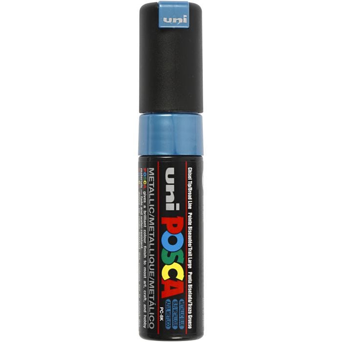 Posca Marker, PC-8K, lijndikte 8 mm, breed, metallic blauw, 1 stuk