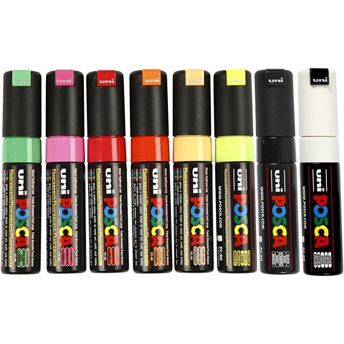 Posca Marker, afm PC-8K, lijndikte 8 mm, diverse kleuren, 8 stuk/ 1 doos