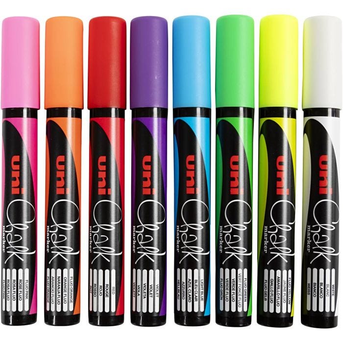 Chalk Marker, lijndikte 1,8-2,5 mm, 8stuk/ 1 doos
