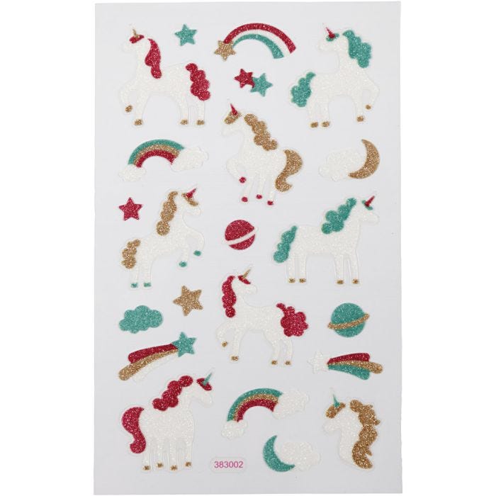 Glitter stickers, unicorn, vel 10x16 cm, 1 vel