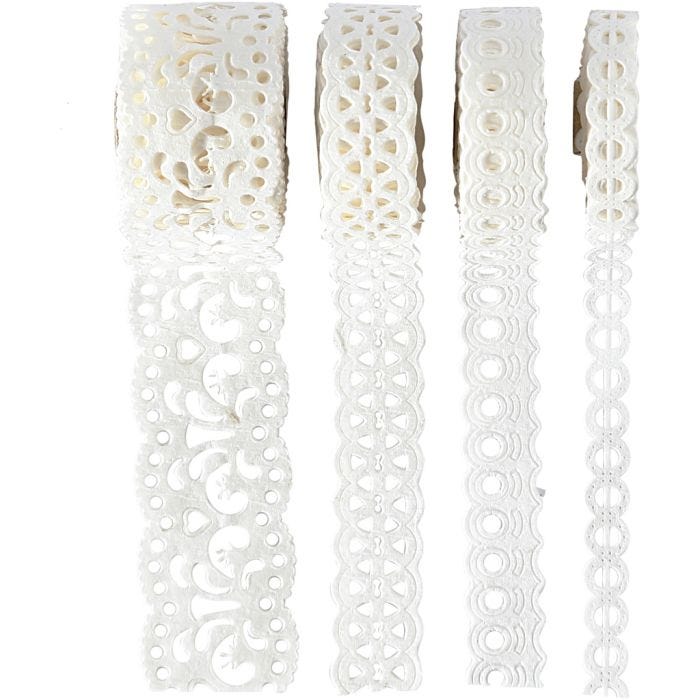 Paper Lace Borders, B: 8-23 mm, wit, 4x2m/ 1 doos