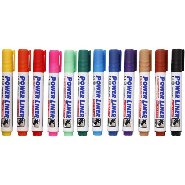 Whiteboard stiften, lijndikte 4 mm, diverse kleuren, 12 stuk/ 1 doos