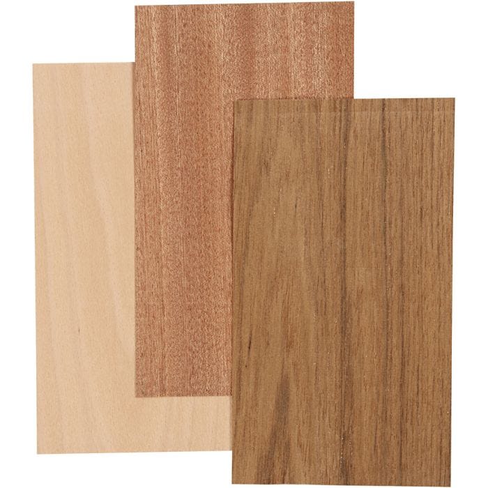 Bamboe fineer, vel 12x22 cm, dikte 0,75 mm, 3 vel/ 1 doos