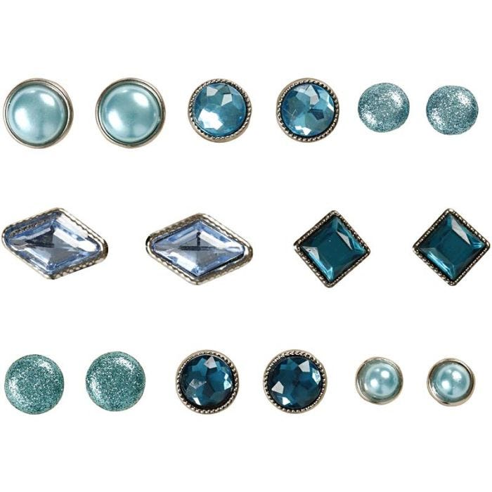 Deco brads, afm 8-18 mm, blauw, 16stuk/ 1 doos