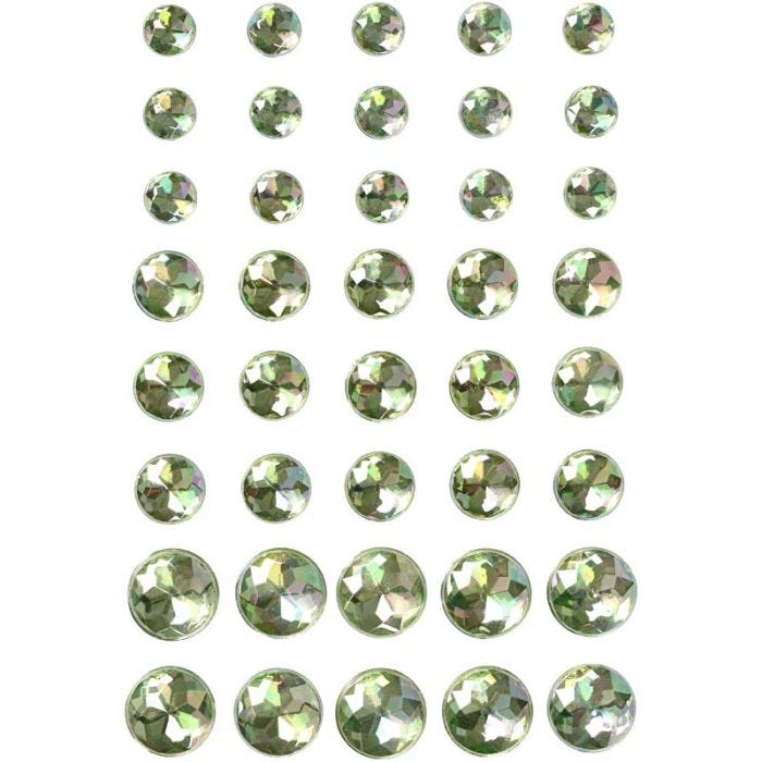 Strasstenen, afm 6+8+10 mm, groen, 40 stuk/ 1 doos