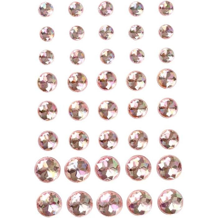 Strasstenen, afm 6+8+10 mm, roze, 40stuk/ 1 doos