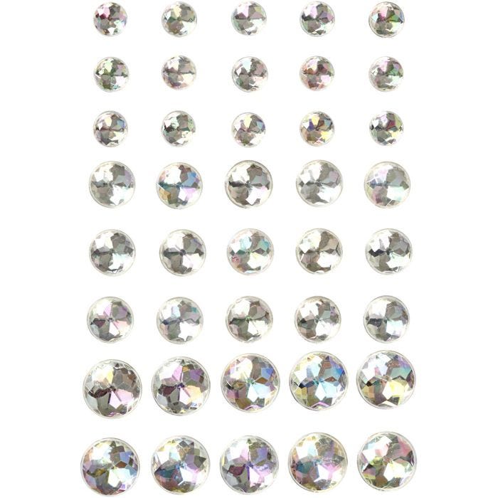 Strasstenen, afm 6+8+10 mm, kristal, 40 stuk/ 1 doos
