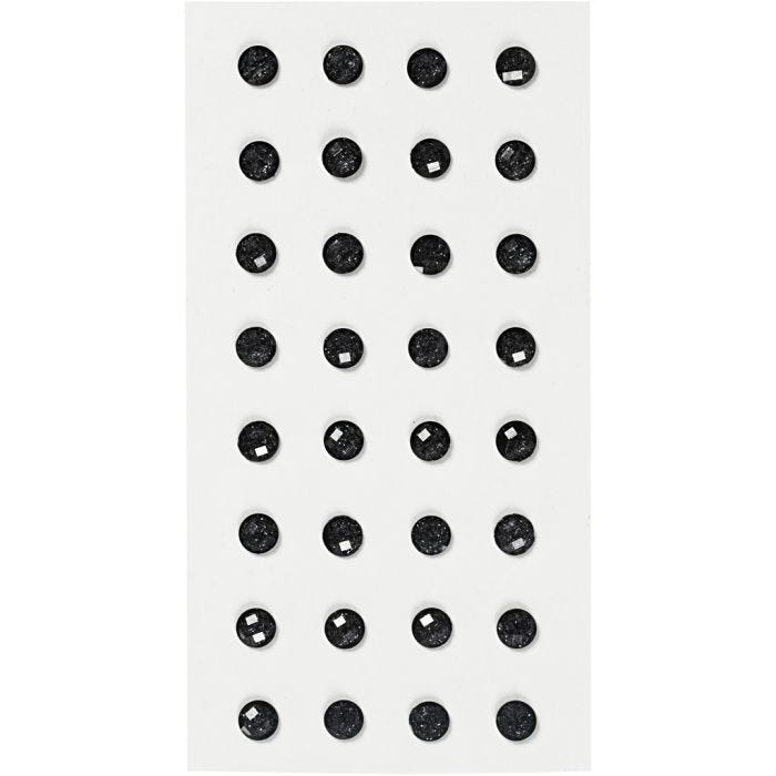 Strasstenen, d 8 mm, zwart, 32stuk/ 1 doos