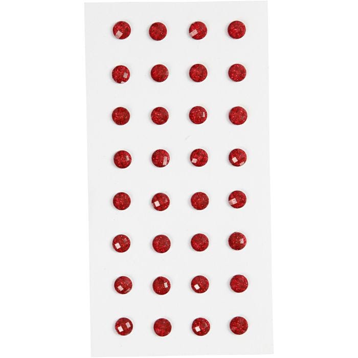 Strasstenen, d 8 mm, rood, 32stuk/ 1 doos