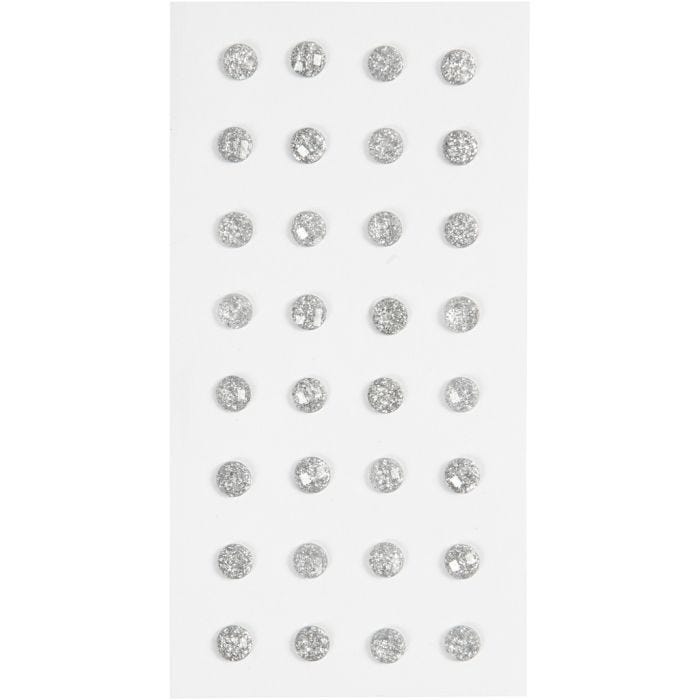 Strasstenen, d 8 mm, zilver, 32stuk/ 1 doos