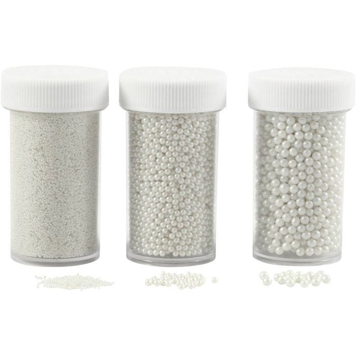 Mini Stenen van Glas, afm 0,6-0,8+1,5-2+3 mm, parelmoer, 3x45 gr/ 1 doos