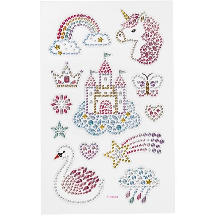 Diamond stickers, unicorn univers, vel 10x16 cm, 1 vel