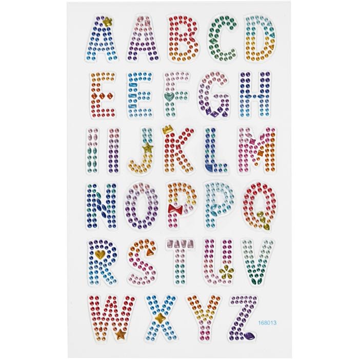 Diamond stickers, alfabet, vel 10x16 cm, 1 vel