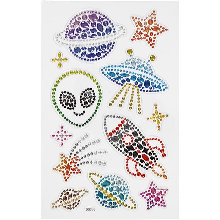 Diamond stickers, ruimte, vel 10x16 cm, 1 vel