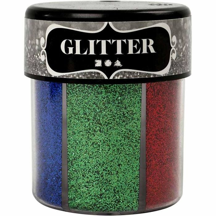 Glitter, diverse kleuren, 6x13gr/ 1 Doosje