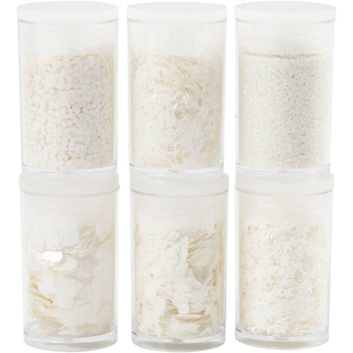 Bio Sparkles & Sequins, zilver, wit, 6x7 ml/ 1 doos