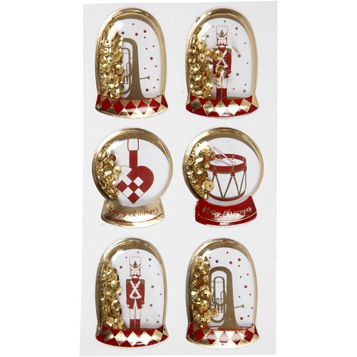Shaker stickers, notenkraker, afm 49x32+45x36 mm, goud, 6stuk/ 1 doos