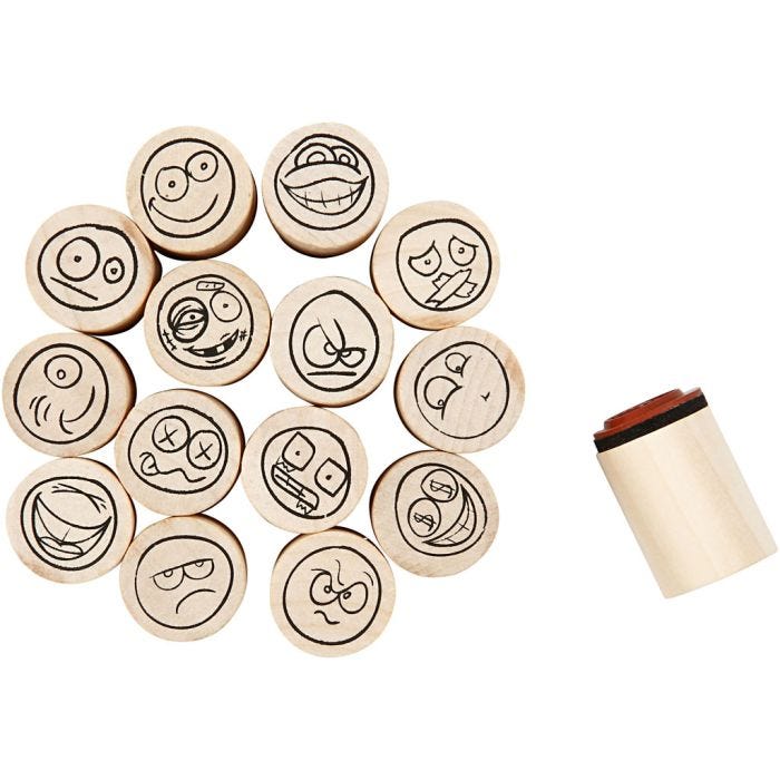 Deco Art Stempels, smiley, H: 26 mm, d 20 mm, 15stuk/ 1 doos