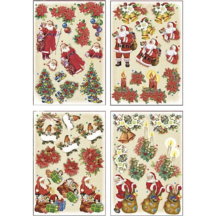 3D vellen, kerst, vel 21x30 cm, 4vel/ 1 doos
