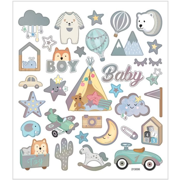 Stickers, baby boy, vel 15x16,5 cm, 1 vel