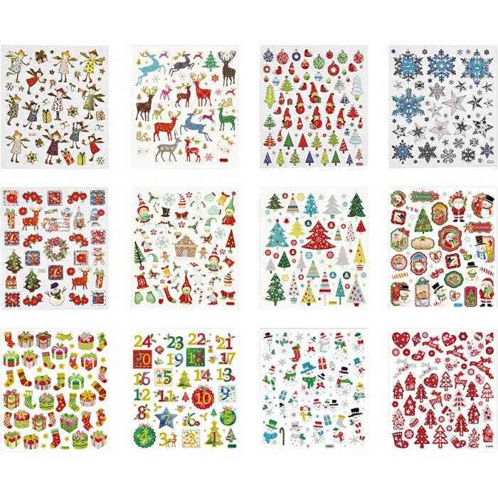 Stickerboek, kerstmis, vel 15x16,5 cm, 2x12 vel/ 1 doos