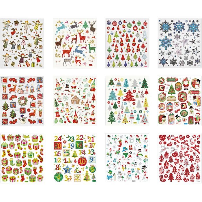Stickerboek, kerstmis, vel 15x16,5 cm, 12 vel/ 1 doos