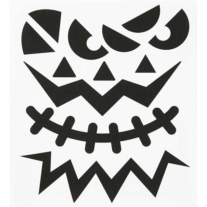 Stickers, Halloween - grote gezichten, vel 15x16,5 cm, 1 vel