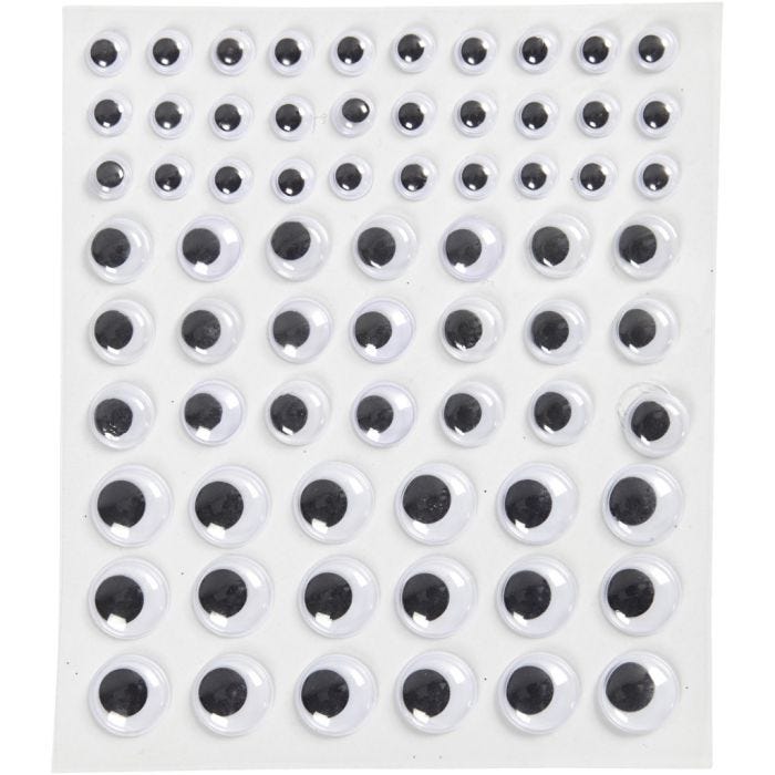 Wiebelogen, zelfklevend, d 8+12+14 mm, wit, 69 stuk, 1 vel