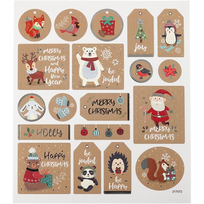 Stickers, Kerst, vel 15x16,5 cm, 1 vel
