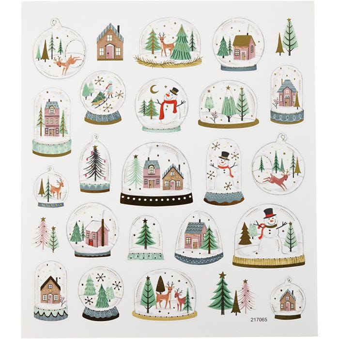 Stickers, sneeuwbollen, vel 15x16,5 cm, 1 vel