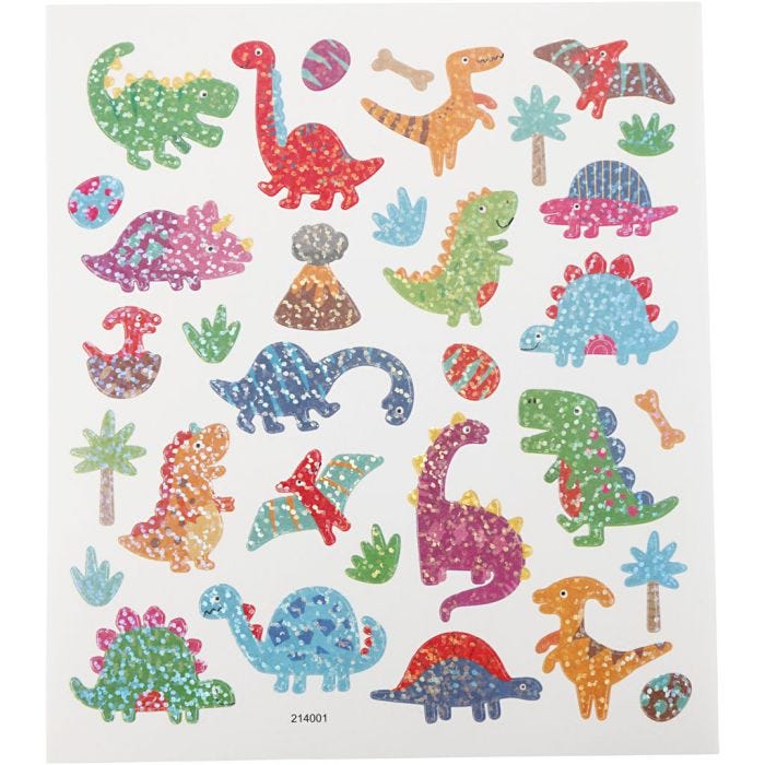 Stickers, Dino's, vel 15x16,5 cm, 1 vel