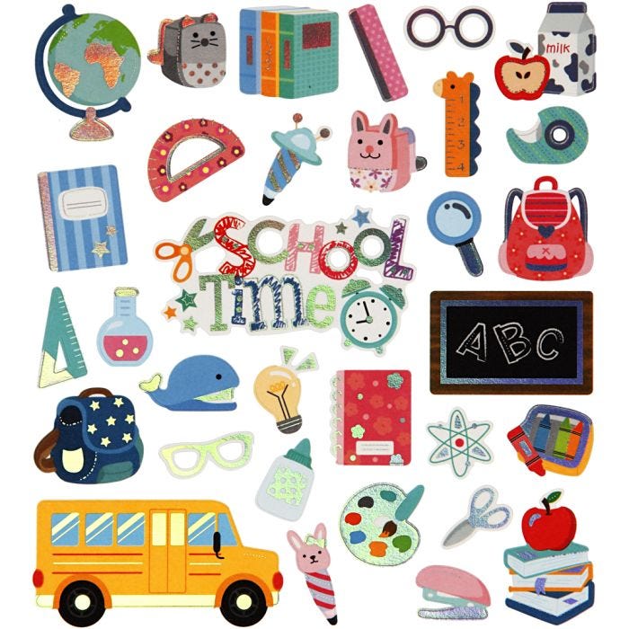 Stickers, terug naar school, vel 15x16,5 cm, 1 vel